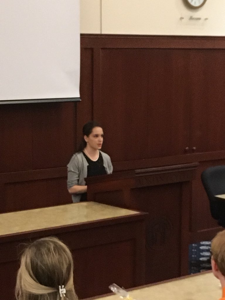AC_COREDept's tweet photo. Tara Tahil presents during the Star Light Writing Awards during @AC_Ribbons Day. #ACROE2018 https://t.co/HkJ776Amho