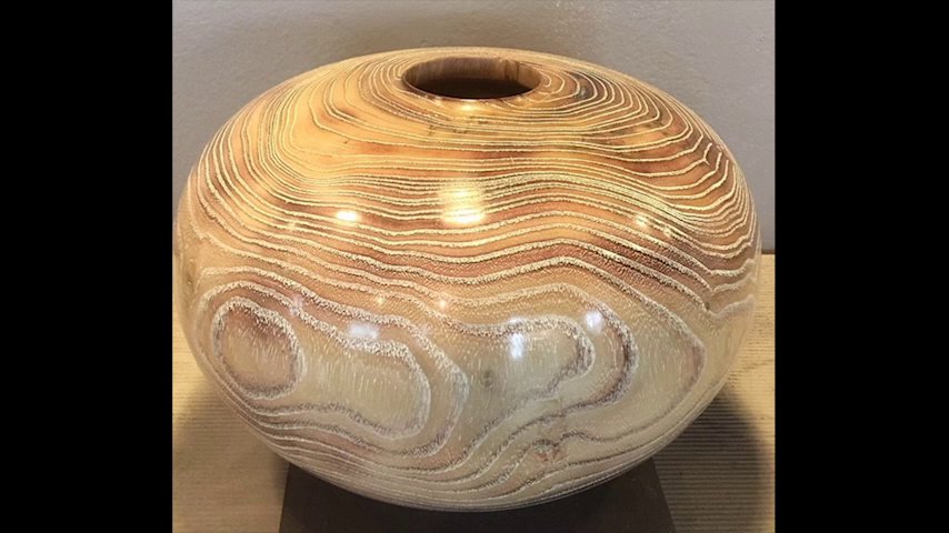 Chronicle5's tweet photo. He finds wood and turns it into art - guess that's why they call it woodturning @WebmasterBoston "I’ll take that material that otherwise would be firewood, and I can cut it, seal it, store it, or use it right away” #whoknew @tedreinstein @shaynaseymour @anthonyeverett 7:30 #wcvb https://t.co/EaWiFgErtC