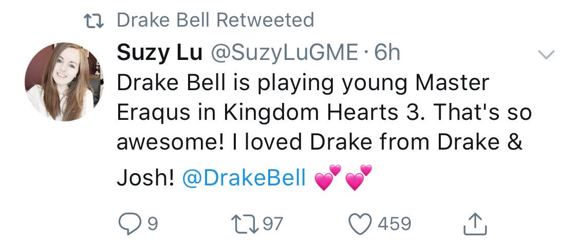 Cynical On Twitter Drake Bell Has Confirmed That He S Voicing Young Master Eraqus Via Retweets This Would Be The First Time He S Acknowledged Kh3 And People Asking If He S Voicing A Character