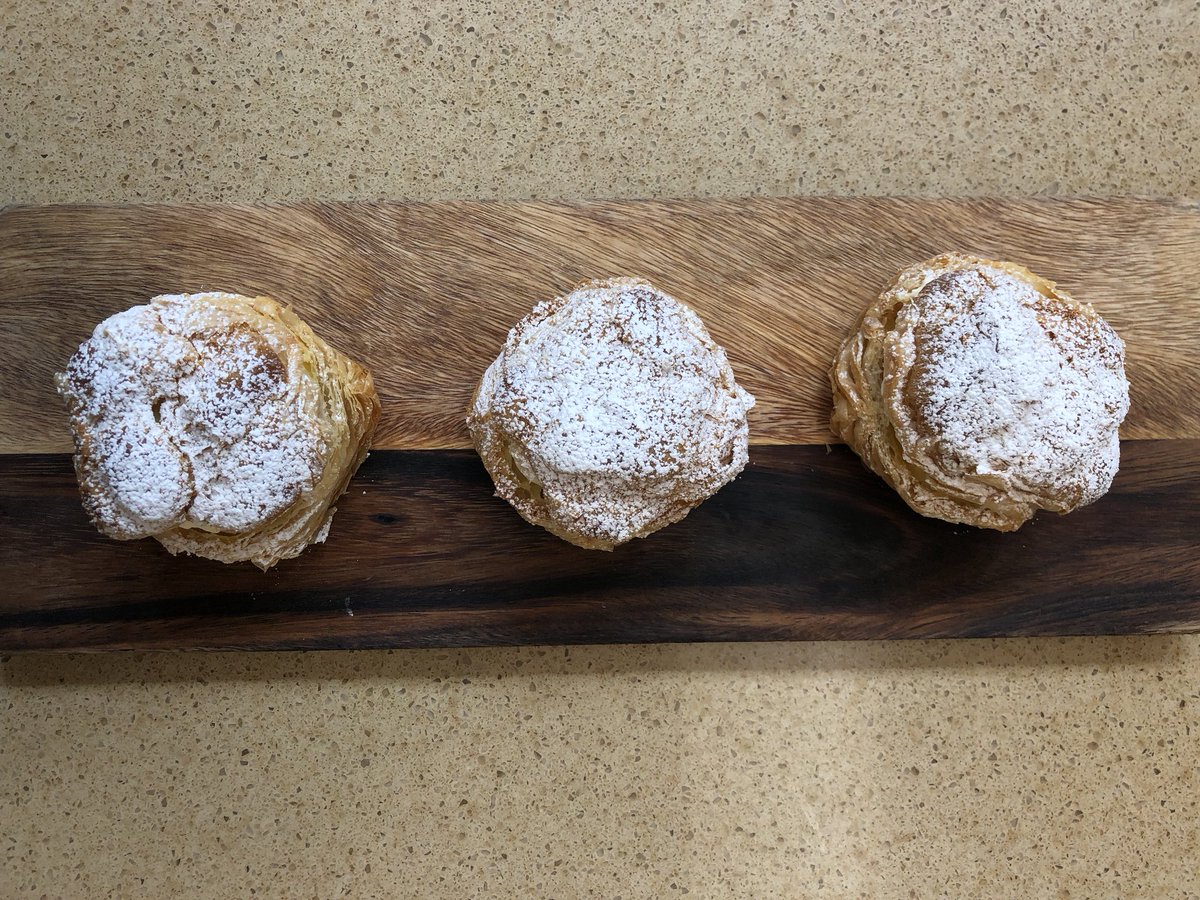 Puff pastry cream puffs filled with light vanilla cream for the win. Get in here!