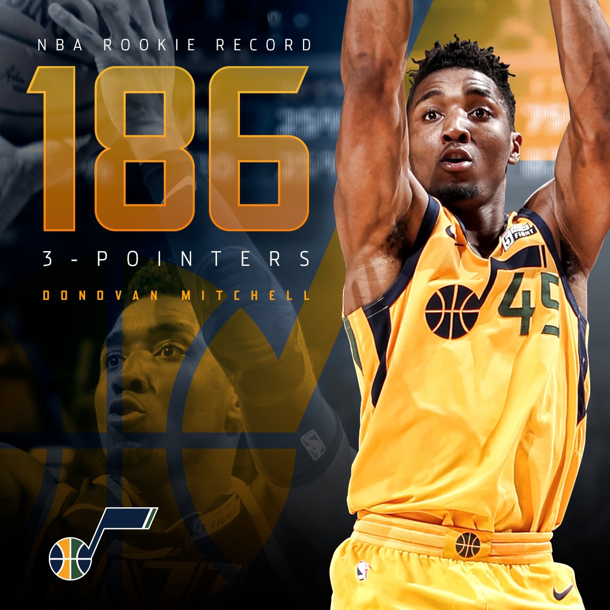 utahjazz's tweet photo. ROOKIE RECORD!

#TakeNote #DonROY https://t.co/twRRuR4cLA
