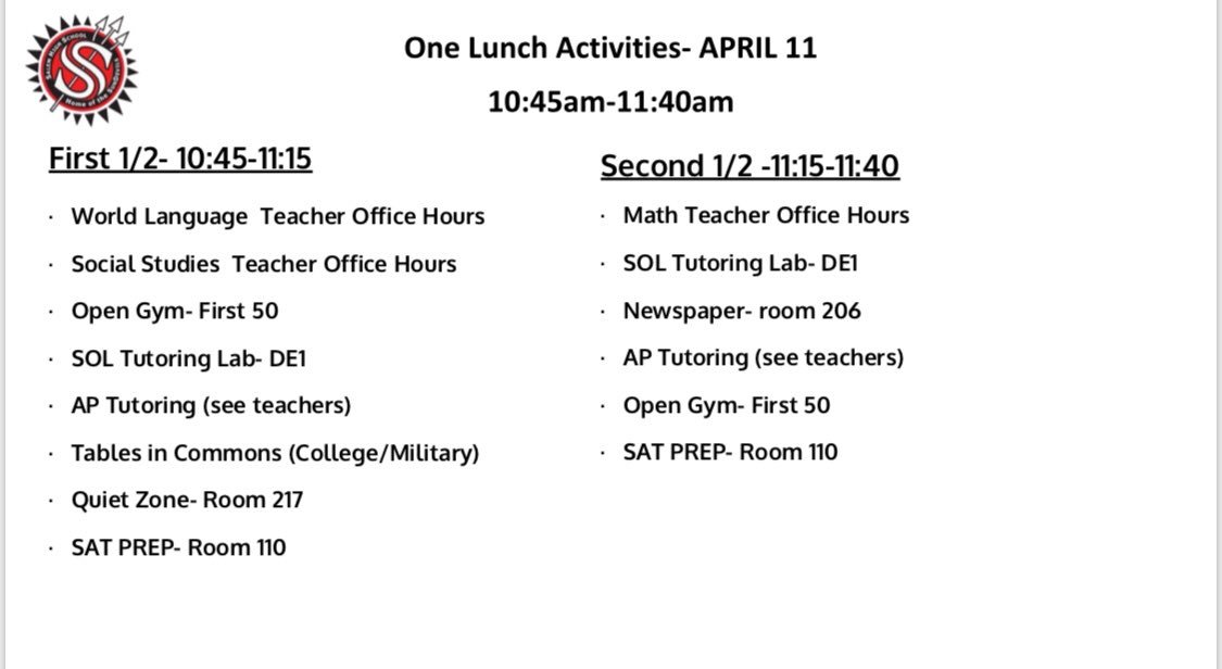 SalemSCA's tweet photo. Don’t forget that One Lunch and SunDevil Advisory are tomorrow! https://t.co/Zl6K89wBAq
