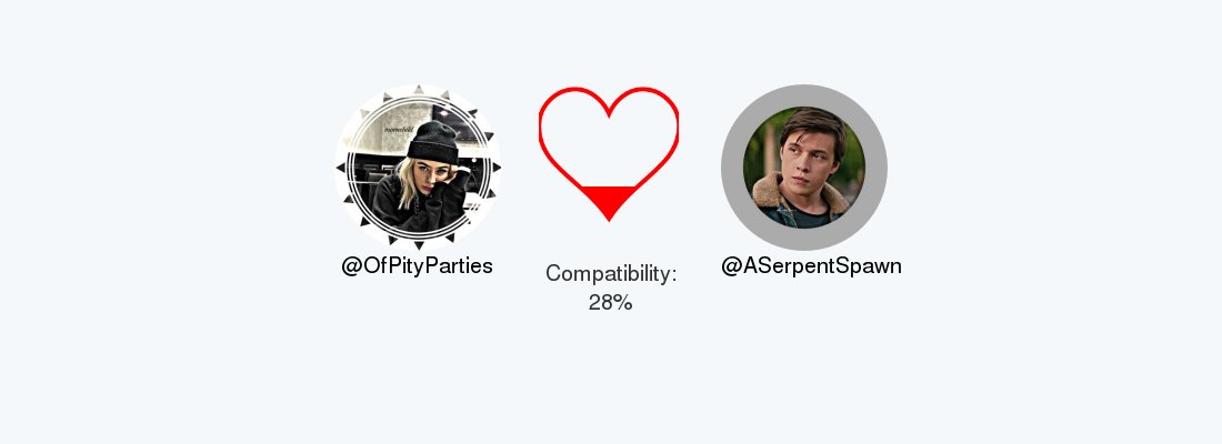 My love compatibility with <a href="/ASerpentSpawn/">❛ 𝐀𝐉 𝐉𝐨𝐧𝐞𝐬</a> is 28%

Calculated with tinyurl.com/lovecalculator2

.