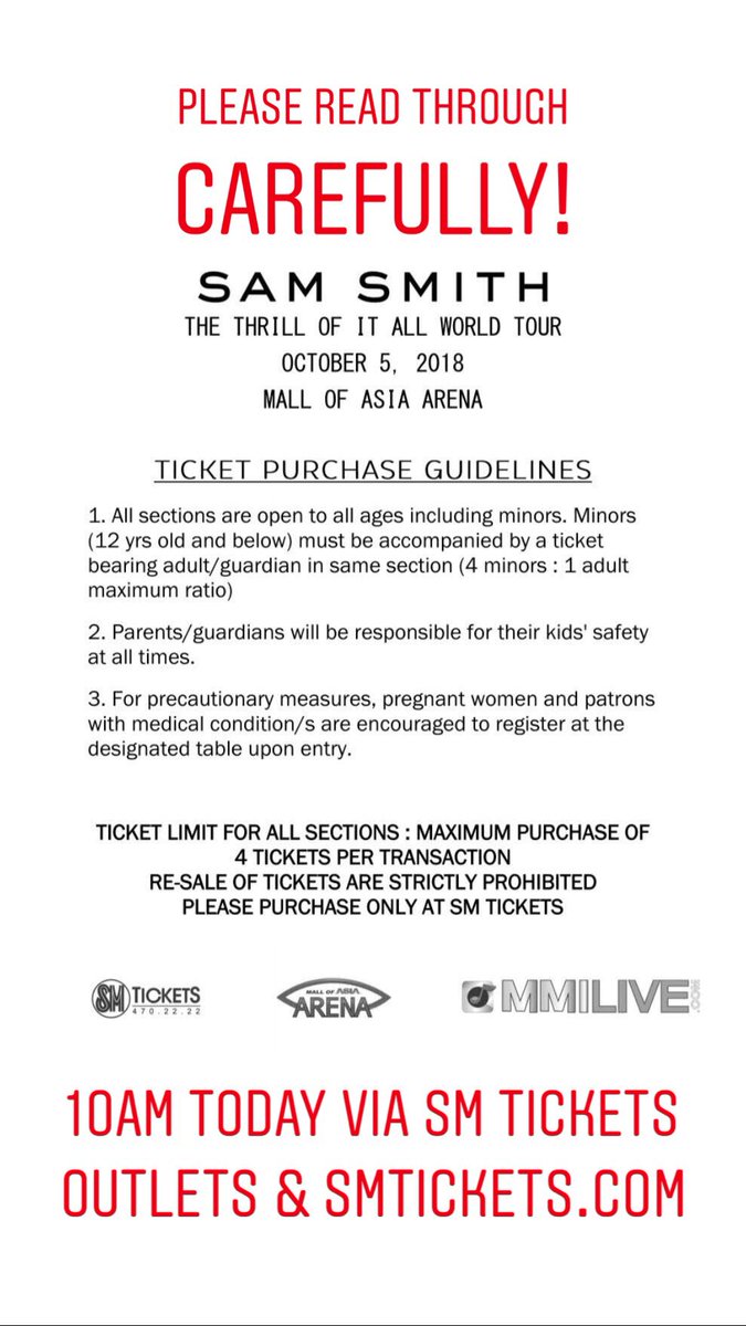 livenationph's tweet photo. SAM SMITH #TTOIATourMNL TICKETS ARE ON SALE NOW! Run to your nearest SM Ticket outlet or get yours on https://t.co/HCHUiNjNaW 🖤 https://t.co/GmPkucXYnp