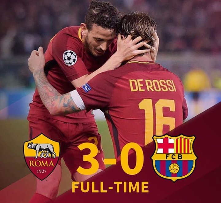 Santodiablo93's tweet photo. 📌FORZAAAA ROMA, FORZA ROMA 🇮🇹 MERECIDO TRIUNFO POR NUNCA BAJAR LOS BRAZOS Y SALIR CON GANAS DE TRIUNFAR👏👏👏 ⚽️ #romabarcellona #roma #Barcelona #ChampionsLeague #italy #españa #chile #futbol #semif #messi #Totti #ilcampitano #soccer #ChampionsxFOX #CHAMPIONSxESPN https://t.co/tIMqmWDDZE