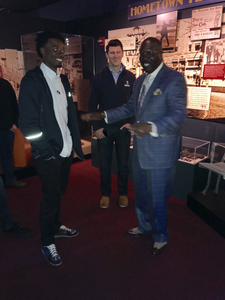 TheBMert's tweet photo. @nlbmprez, thanks for hosting @FlashGJr, @James_Paxton, @heygoldy and the @Mariners today. A must see stop in KC! https://t.co/mZYATFwKwn