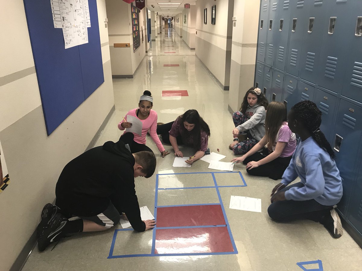 cmvcrim1's tweet photo. Geometric measurement- area &amp; nets. Great combining  6th grade teams today.   #middleschoolmath  #mathisfun #teamwork #ICLegacy #ICConquerors #mathpractices   #ICRocks #SASDPride @SASD_IC @jmmiller_sasd @c_mitch12291 https://t.co/uPvH3wClcQ