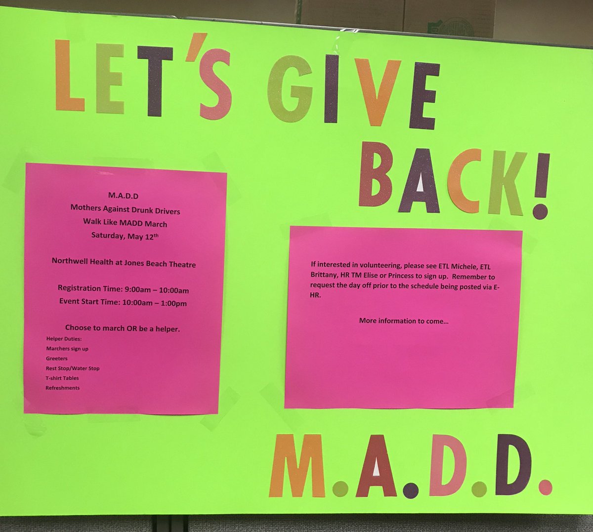 TargetMichele's tweet image. Spring has sprung and Hicksville 1885 is springing into volunteer action.  #volunteerism2018. #promevent #MADD #crohnsandcolitis #aidswalk