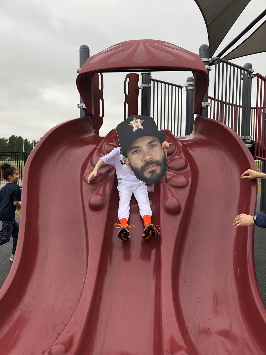 Hillhillallison's tweet photo. .@JoseAltuve27 sliding with Jacob at the Miracle League park. He loves the @astros https://t.co/FYgidIVKiH