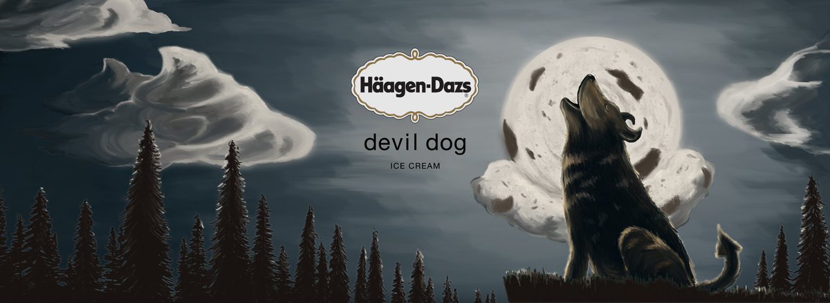 cd_illustrate's tweet photo. An assignment for class to rebrand the packaging for Häagen-Dazs ice cream! Swipe to see a mock-up 🍨 #illustration #class #forest #silhuette #icecream #label #packaging #devildog #haagendazs #whippedcream #digital #photoshop #artist #art #artistsontwitter #mockup #pint https://t.co/dqp2r7kiym