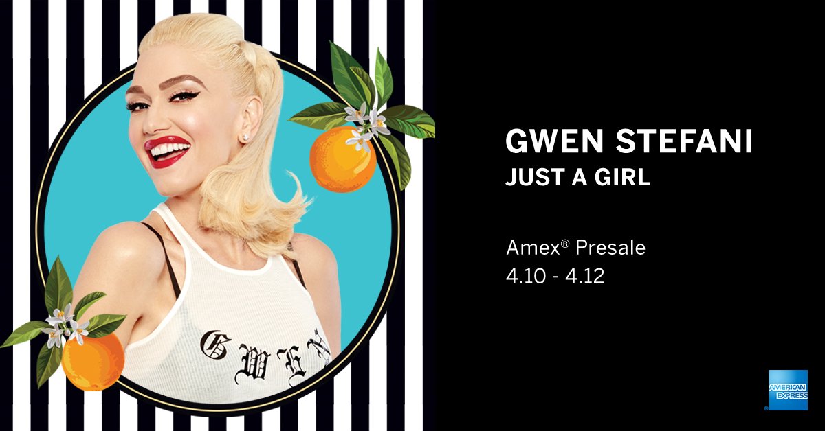 Gwen Stefani on X: Amex Card Members can get #AmexPresale tix to my “Just A  Girl” Las Vegas residency now thru 4/12! ✨    / X