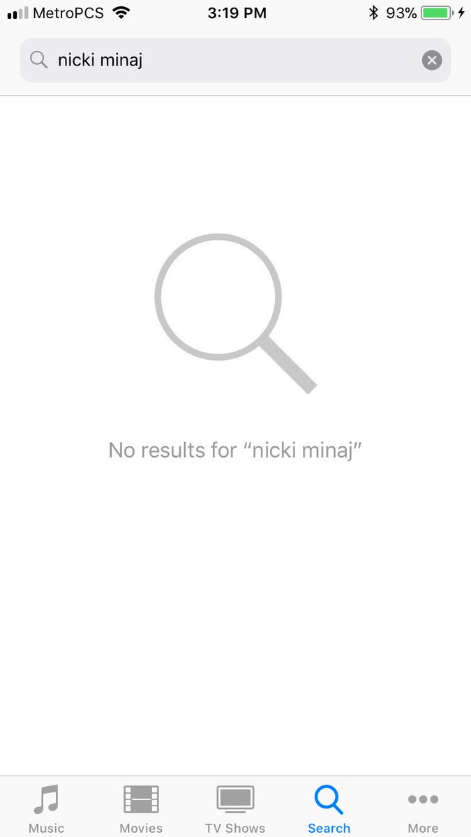 stussydj_'s tweet photo. Y’all WHATS GOING ON WITH ITUNES 😢 when i search of Nicki Minaj it shows nothing ! @NICKIMINAJ 
#NickiMinaj #BarbieTingz #4Nicki #ChunLi #NM4 https://t.co/DIIkhhuN0M