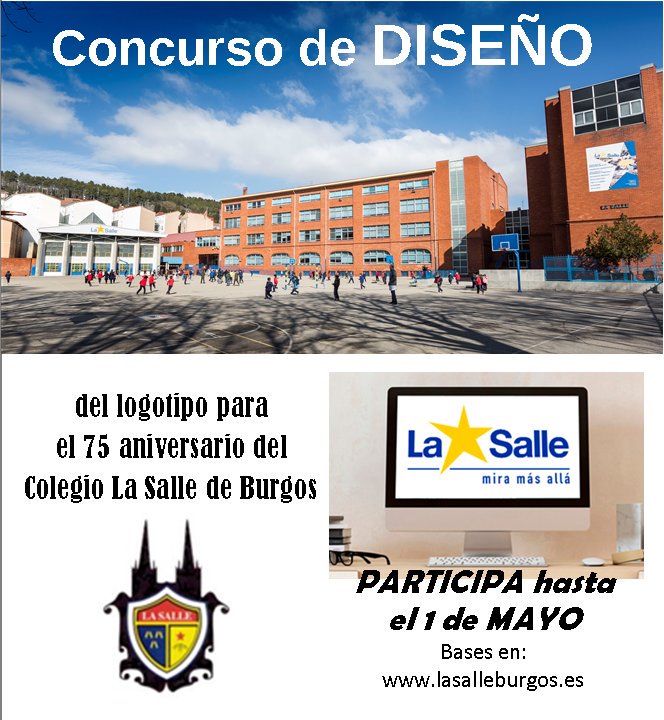 Participa en el #ConcursoDeDiseño del #logotipo para el 75 aniversario del Colegio La Salle de Burgos hasta el 1 de mayo de 2018 bases en burgos.lasalle.es/index.php?opti… Comparte tu imaginación y creatividad #SomosLaSalle <a href="/LaSalleSectorVa/">La Salle Sector Valladolid 💙💛</a> <a href="/lasallearlep/">La Salle Arlep</a> <a href="/lasalleorg/">La Salle Global</a>