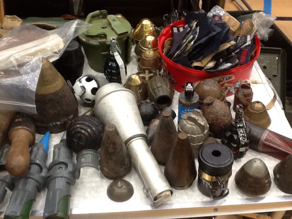 NorfolkFairs's tweet photo. Thetford #norfolk #militaria fair THIS SUNDAY APRIL 15th. #grenades #de-acts #ww2 #ww1 open 10 til 2 @militariafair @CinquePortsMil Pls #rt https://t.co/2SQeZFK0ET