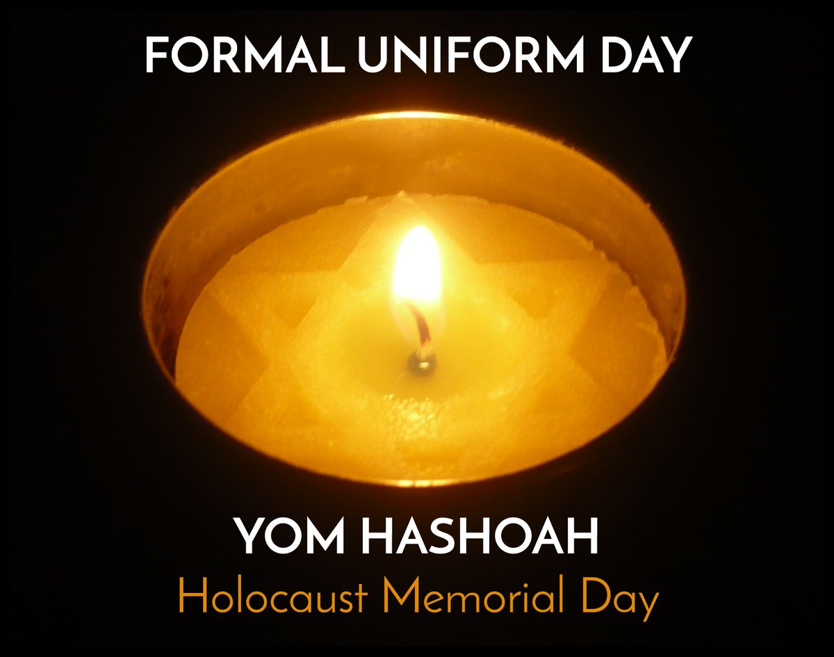 A reminder that tomorrow we will be having our Yom Hashoah assembly. Students are expected to come to school in formal uniform.

For the full adjusted schedule, please visit the school website: bit.ly/2IHFOO5