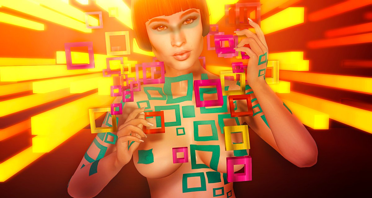 SunnyDifference's tweet image. NEW from ZIBSKA for BodyFy - april 2018 :

-&amp;gt; GAUSS body tattoo and make-up, along with 2 orbits, left and right, to wear for when you feel in an abstract or cubic mood as i was. In many colours to choose from via hud. Worn on Eva mesh bento omega head from Genesis Lab.