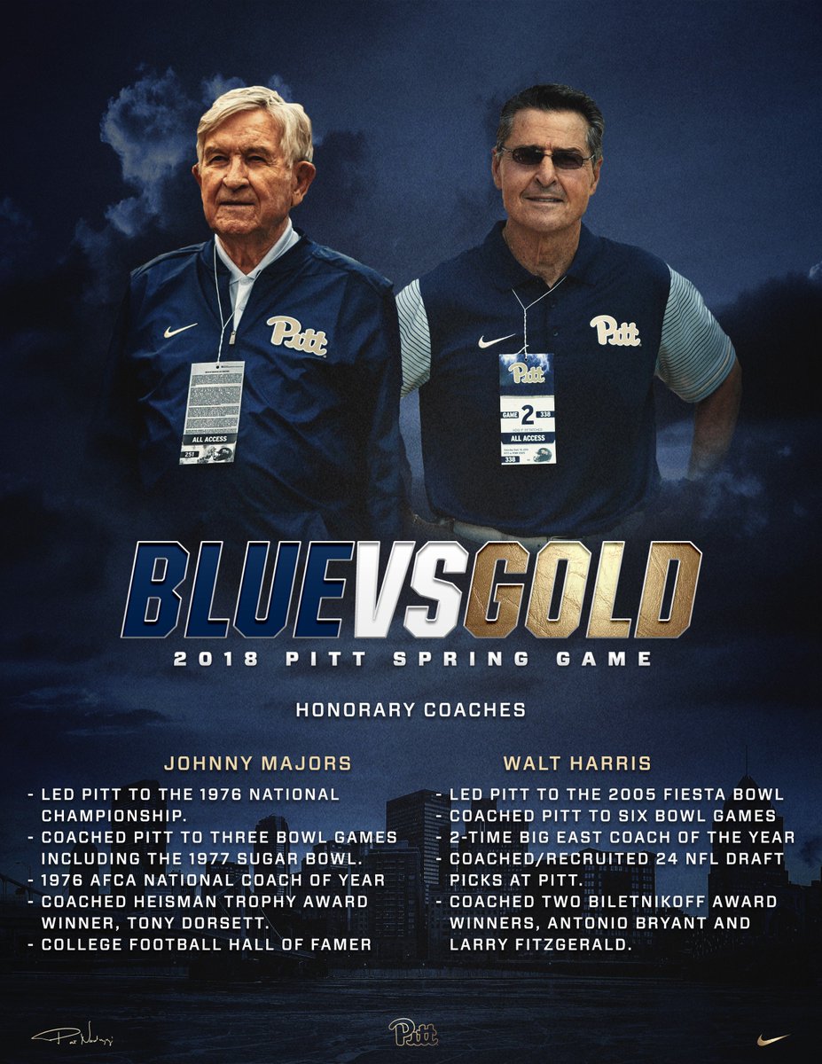 Looking forward to having Coach Majors and Coach Harris as honorary coaches at this Saturday's Spring Game at Heinz Field! #ProudPittMen #H2P
