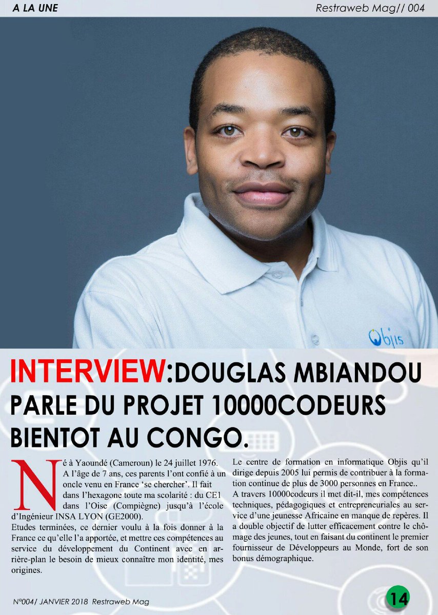 africadiginews's tweet photo. Avnt son arrivé à #Osiane2018 #Restraweb_MAG était avec Mr @douglasmbiandou pour parler de #10000codeurs au Congo.
Découvrez l'échange en téléchargeant le 04e num
https://t.co/wZGvFs3m4V
@edithbrou @LeonJuste @lucMissidimbazi @Ruth_Yoa @PostesTelecomcg @KrissBrochec @242enLive https://t.co/bzO7G6o4wG