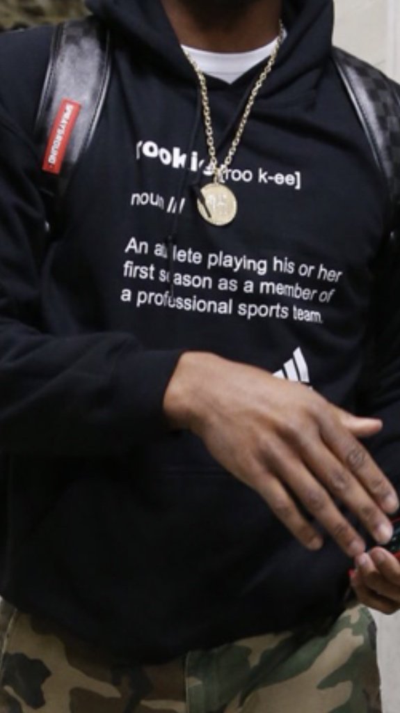 Donovan Mitchell's hoodie has a literal definition of rookie to