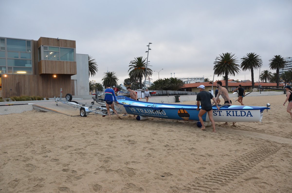 ExnerGroup's tweet photo. Early morning at St Kilda Lifesaving Club, watching the crew train in the new Club boat. Good Luck to @StKildaLSC crew in the Aussie Surf Championships in Perth. #proudsponsors #stkildalsc https://t.co/3GSHvJ96xk