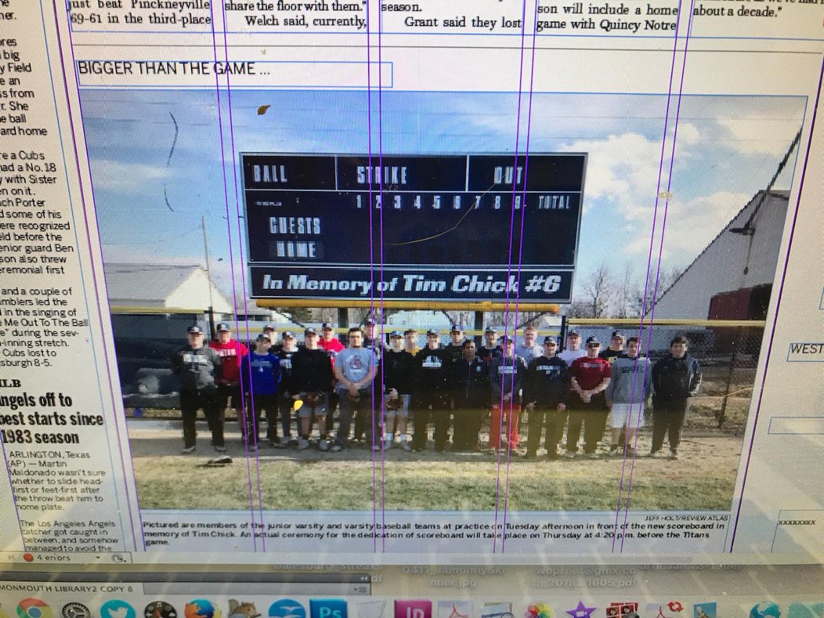 Today's Review Atlas sports page is dedicated to the late Tim Chick. Hoping for a good turnout on Thursday!