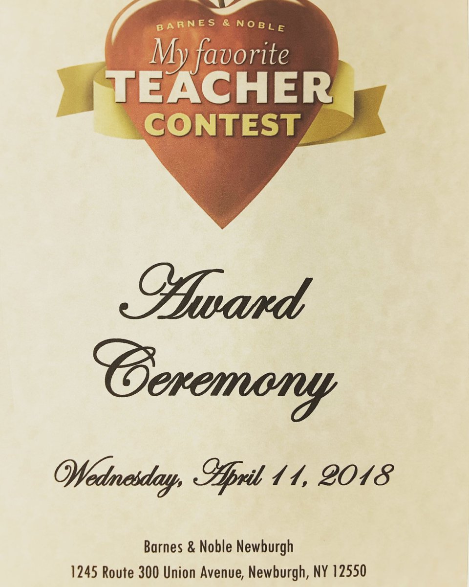 Please join us Wednesday, April 11th, as we celebrate the "My Favorite Teacher" award ceremony! The awards start at 6pm! #bnnewburgh