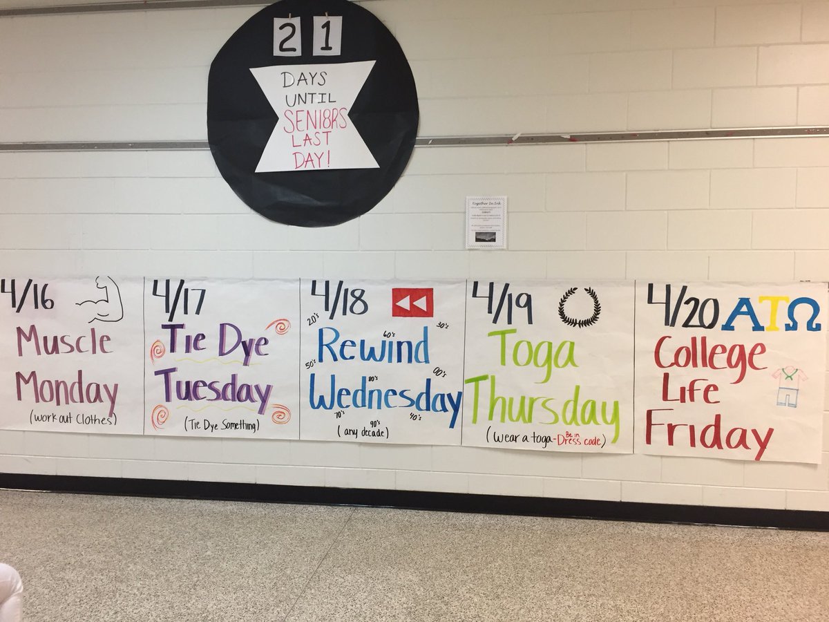 SENIOR SPIRIT WEEK IS NEXT WEEK! HERE ARE THE OFFICIAL DAYS! #2018