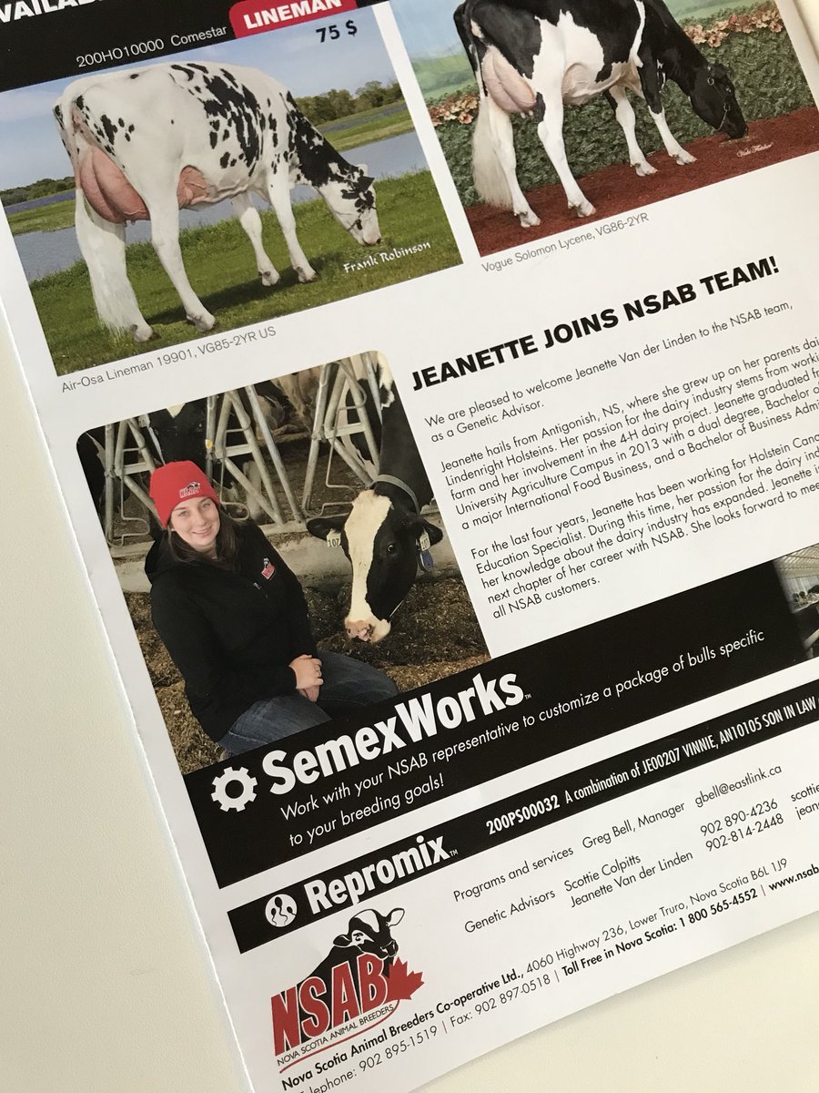 It’s official, I’m back in NS and happy to be on-farm working as a Genetic Advisor for NS Animal Breeders. I look forward to connecting and work with NS producers.