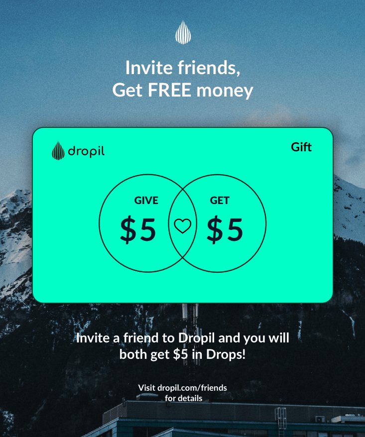 Invitie a friend to Dropil is now live, you can access your invite link on this page: dex.dropil.com/invites

For more information, visit dropil.com/friends