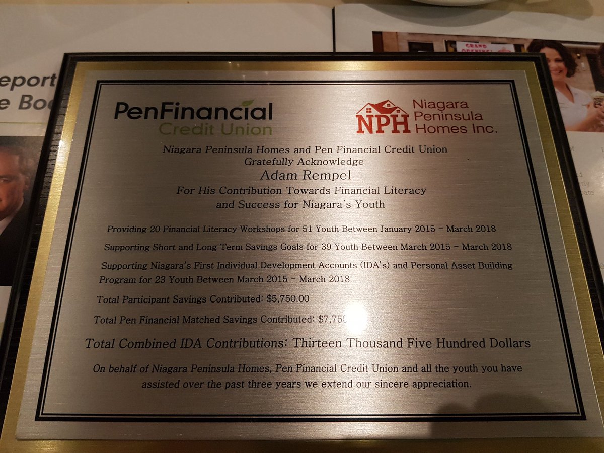 arempel86's tweet photo. Was surprised at our @PenFinancial AGM with this plaque in recognition for my work with #NPH and #TeamENERGI. It feels good to have made a difference in the lives of some great people! #financialliteracy #FinancialLiteracyMonth https://t.co/I9JOLPHbMx