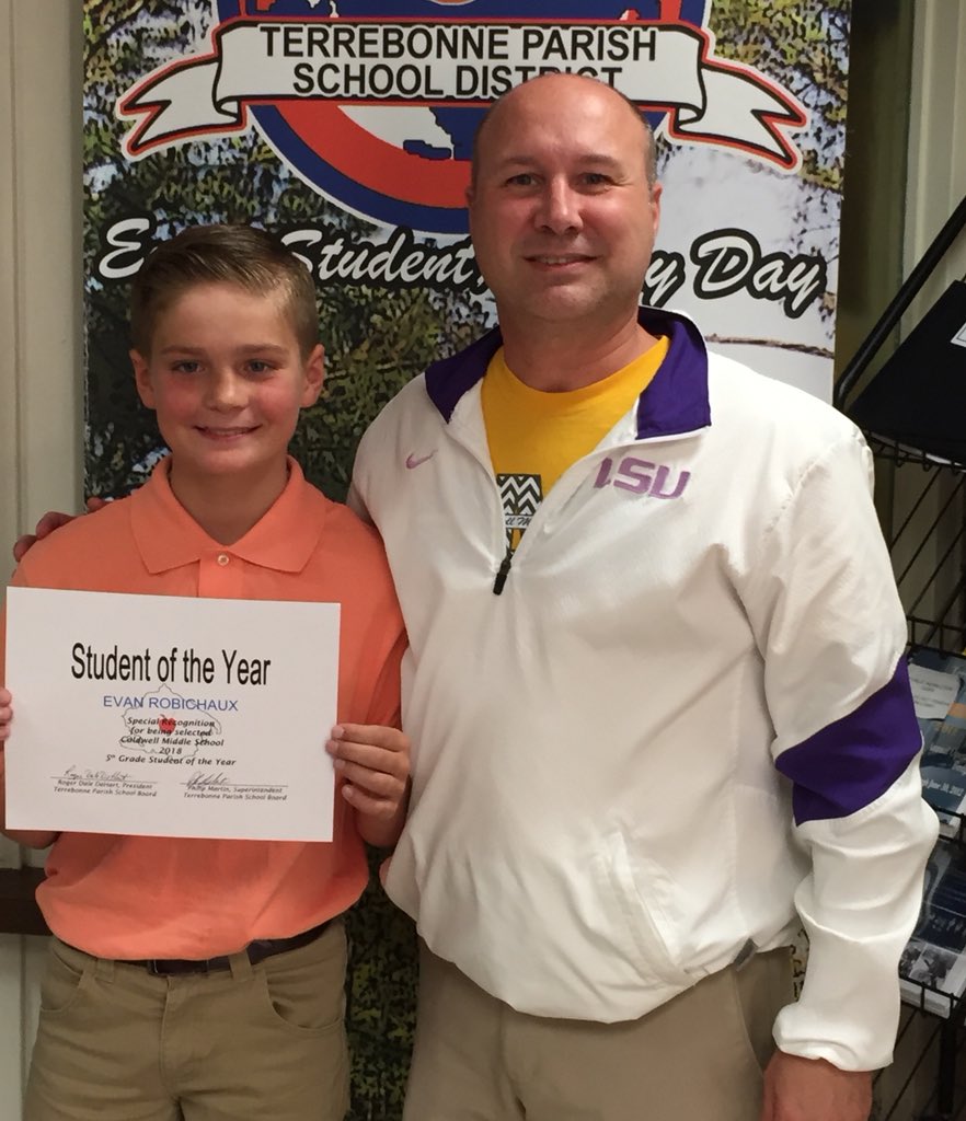 Ronnieforet's tweet photo. Congratulations to Evan Robichaux, Caldwell’s 5th grade student of the year!!! #TPSDPride https://t.co/szE4OVXW2L