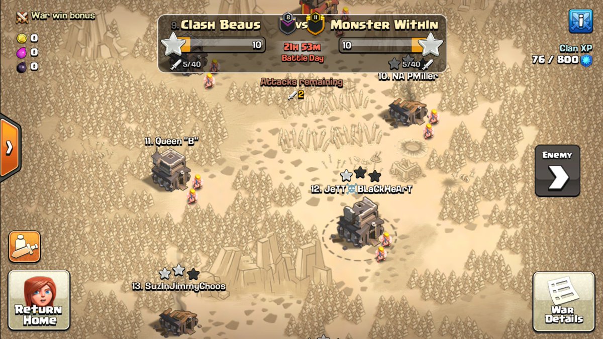 jettb_lackheart's tweet photo. Even start to the #cocpotluck with the @clashbabes and @ClashBeaus vs @m0nster_within GLHF! 🍻💀💎👐💪🖤💋 https://t.co/oQVPKeuavr