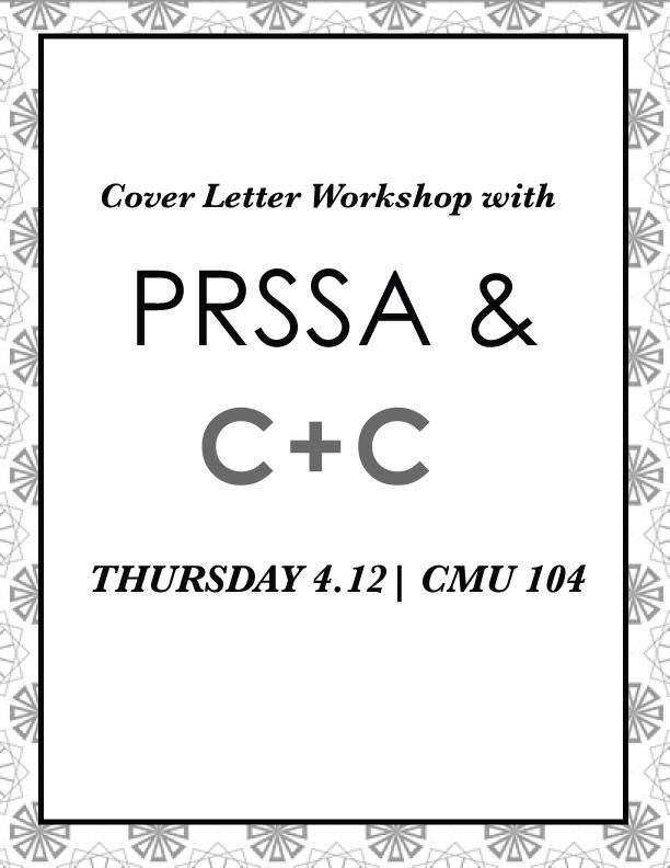 UWPRSSA's tweet photo. C+C will be joining us on April 12 for a cover letter workshop! Bring your resumes as well and always have that other set of eyes to improve your job prospects! #uwcomm #uwprssa #prssa #universityofwashington #coverletterworkshop https://t.co/A3QqmNBfQH