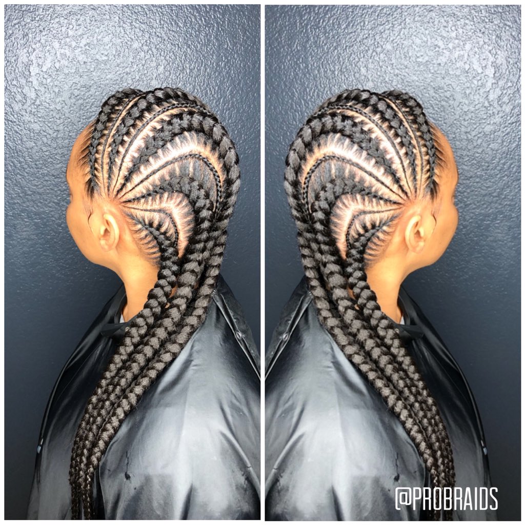 probraids_'s tweet photo. 1hr 15min process | Hair provided | BOOK NOW!!!! Hair must be at least 4in. Follow me on Snapchat @probraids for live updates. Book under 5 large feed-in braids with 4 small ones in between. #braids #probraids #feedinbraids #feedinbraidsdallas #cornrows #dallashairbraider https://t.co/ensA3fp2QG