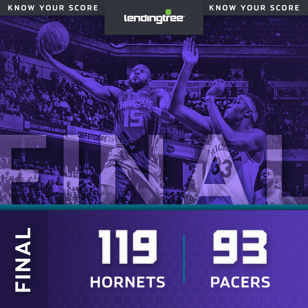 hornets's tweet photo. Know Your FINAL Score...

HORNETS WIN! 🎉

@LendingTree x #BuzzCity https://t.co/JtvcVE0aIE