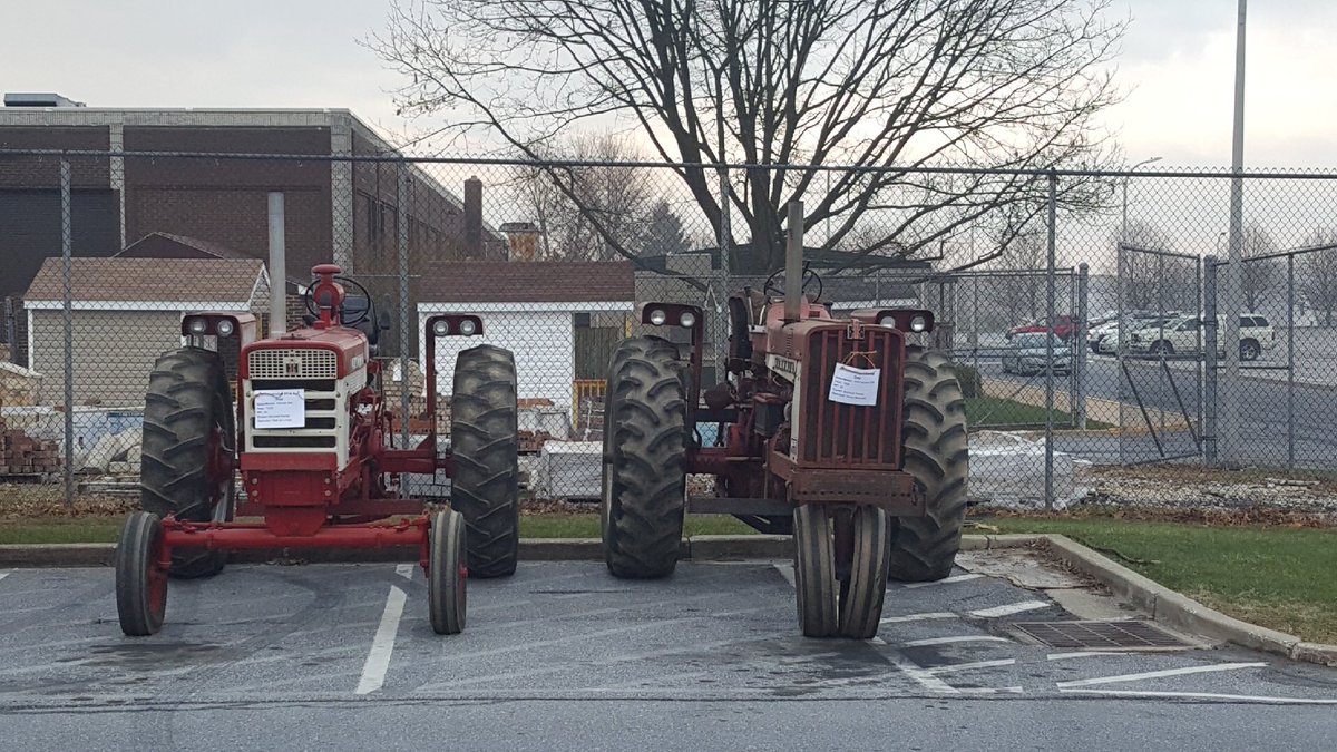 CCPS_WHS_OWLS's tweet photo. Today, some members of the WHS FFA celebrated FFA Ag Day by driving their tractors to school! https://t.co/TNf8WkmUl8
