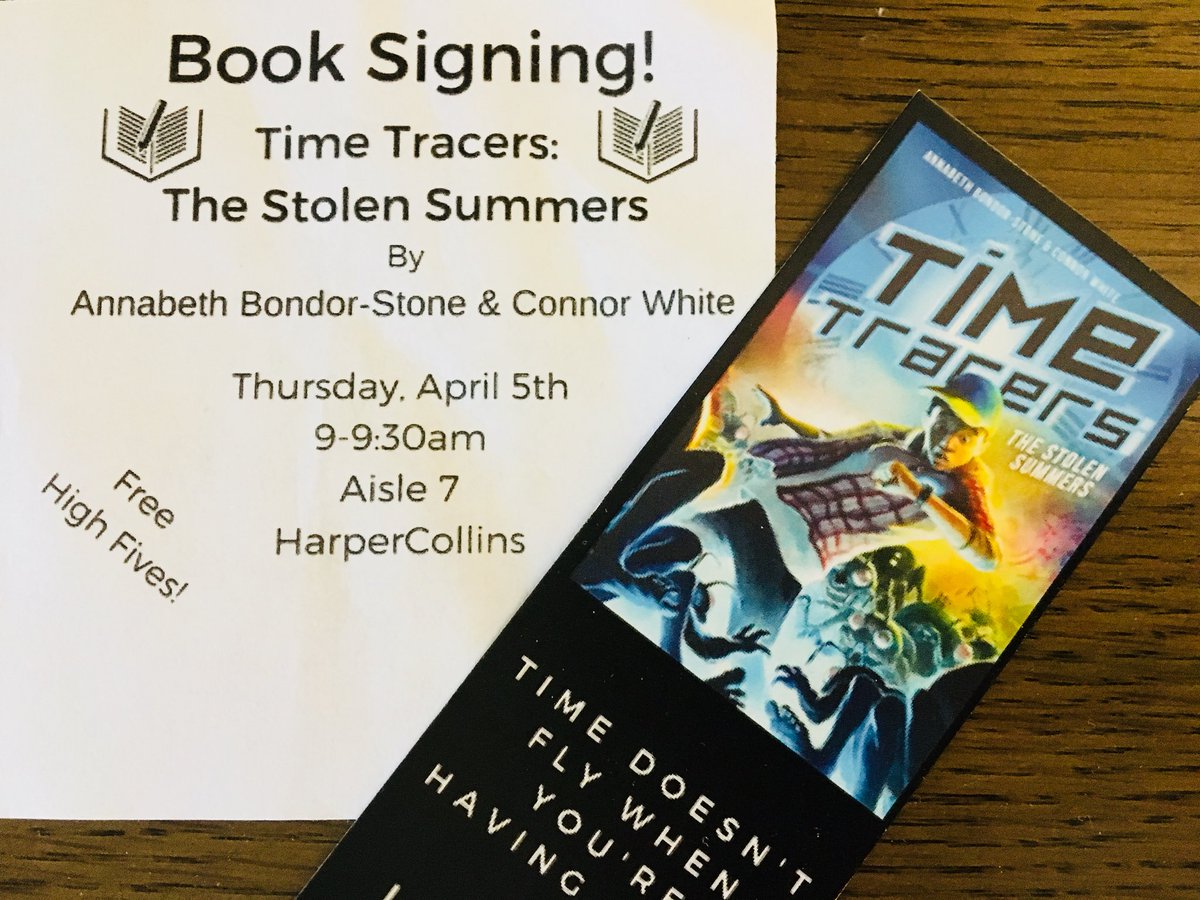 JRELibrary's tweet photo. My two favorite lefties at #txla18 @ABandConnor so GREAT to see you! #TimeTracers is going to be another library favorite @HarperChildrens https://t.co/ZKw4HixtcX