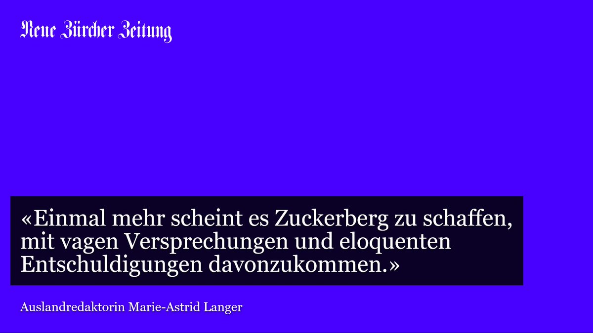NZZ's tweet image. Tag eins hätte für Zuckerberg kaum besser laufen können. Auch weil die Senatoren das Geschäftsmodell von Facebook nicht verstehen. Der Kommentar zur #Zuckerbergtestimony von @MarieALanger. nzz.ch/international/…