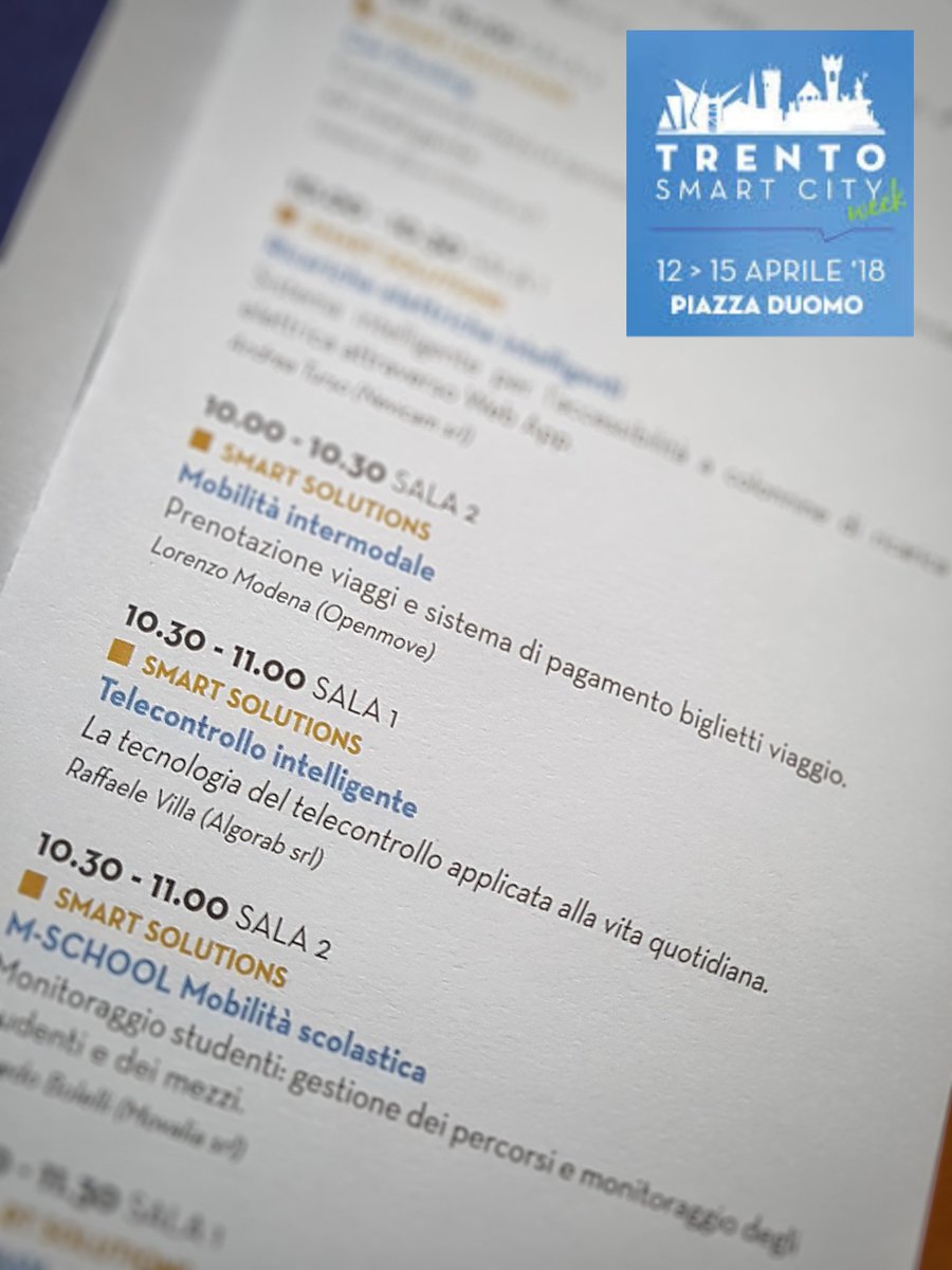 algorabsrl's tweet image. Vi aspettiamo venerdì alle 10.30 presso la Sala 1. #smartcity #algorab @trentosmart