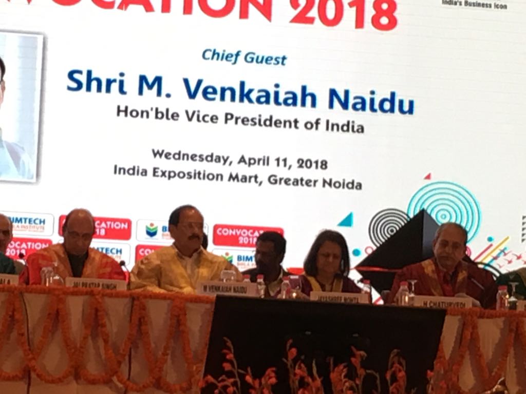 TenNewsDotIn's tweet photo. "Yoga has no religion, Yoga only makes you 'Yogya' or Capable.
Love the Nature and Live with the nature. Remain rooted to culture and traditions. Never neglect your native land and mother tongue", adds VP @MVenkaiahNaidu while addressing #BIMTECHConvocation2018 https://t.co/NTiFcYG4ZD