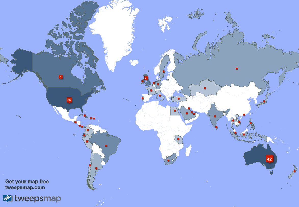 I have 4 new followers from Australia last week. See tweepsmap.com/!ilvqld