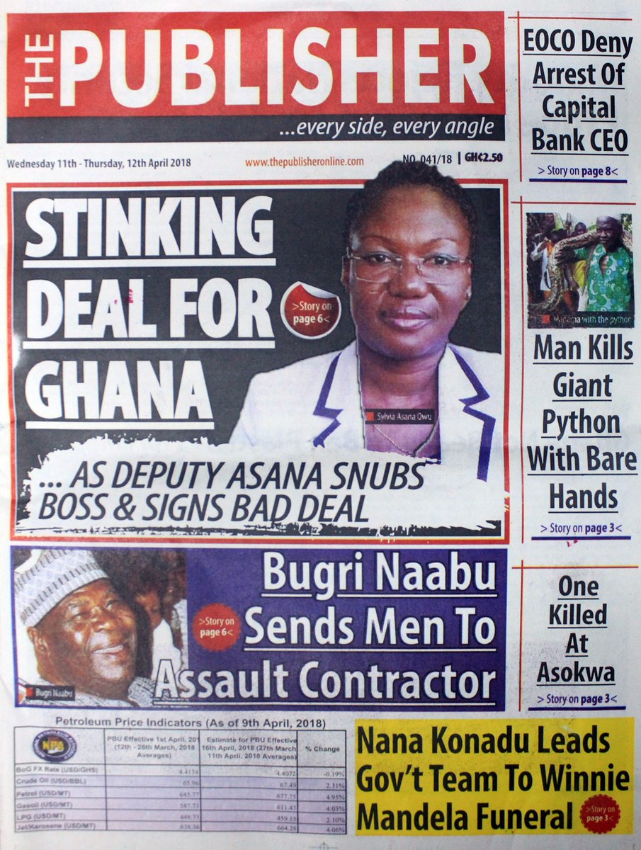 The Publisher: Stinking deal for Ghana as Deputy Asana snubs boss and signs bad deal.

#JoySMS