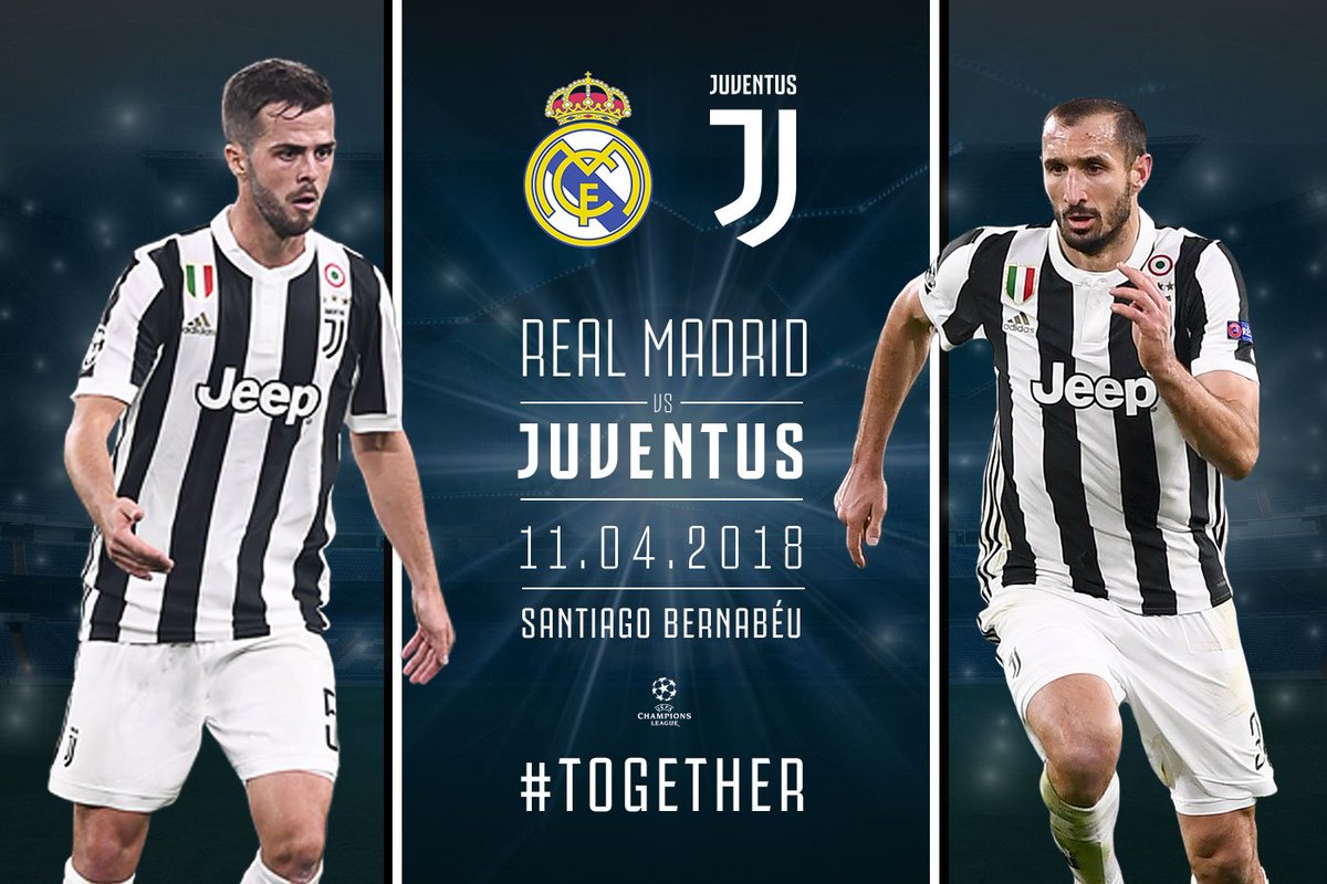 juventusfcen's tweet photo. 💥 JUVENTUS MATCHDAY! 💥 
⭐️⚽️ @ChampionsLeague 
🆚 @realmadriden
🏟 Santiago Bernabéu  
⏰ 20:45 CEST 
📲 #RMJuve 
🙌 #TOGETHER 🙌
🏳🏴 #FINOALLAFINE #FORZAJUVE 🏳🏴 https://t.co/qSiR6RxHpJ