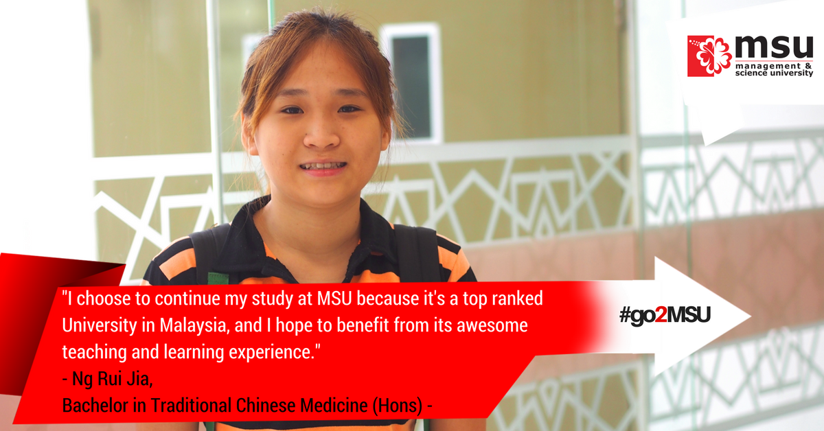 MSUmalaysia's tweet photo. Thinking of making a career out of traditional Chinese medicine?
Let's #go2MSU🌺 and join Ng Rui Jia, our new student of Bachelor in Traditional Chinese Medicine (BTCM).
BTCM: https://t.co/Xcjncvf6rW
#studentsay
#MSUmalaysia
https://t.co/CIknXfgZVB
https://t.co/QQMmTlJe9L https://t.co/IVDIe6m1Dg