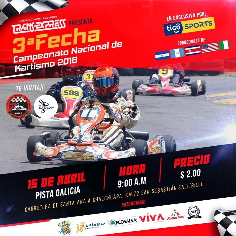 Si quieres vivir la adrenalina del Karting, no te puedes perder la 3ra Fecha del Campeonato Nacional de Kartismo. ¡Te esperamos!  #CSK #KT100 #ElSalvador #Karting