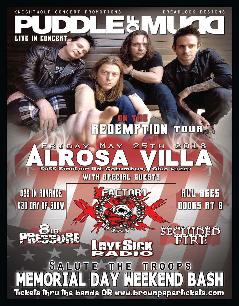 Save the date! On 5/25 we will be opening up for <a href="/puddleofmudd/">Puddle of Mudd Welcome to Galvania Out Now!</a> !Hit us up if u need tix! #alrosavilla #gottickets #rockingcolumbus