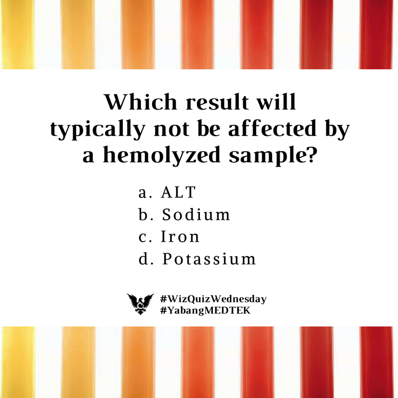 yourbuddyM's tweet photo. Think you know the answer to this week's #WizQuizWednesday? Share your best bet on the comments below! 🤗

#YabangMEDTEK
#medtechlife https://t.co/CDvBj64cLC