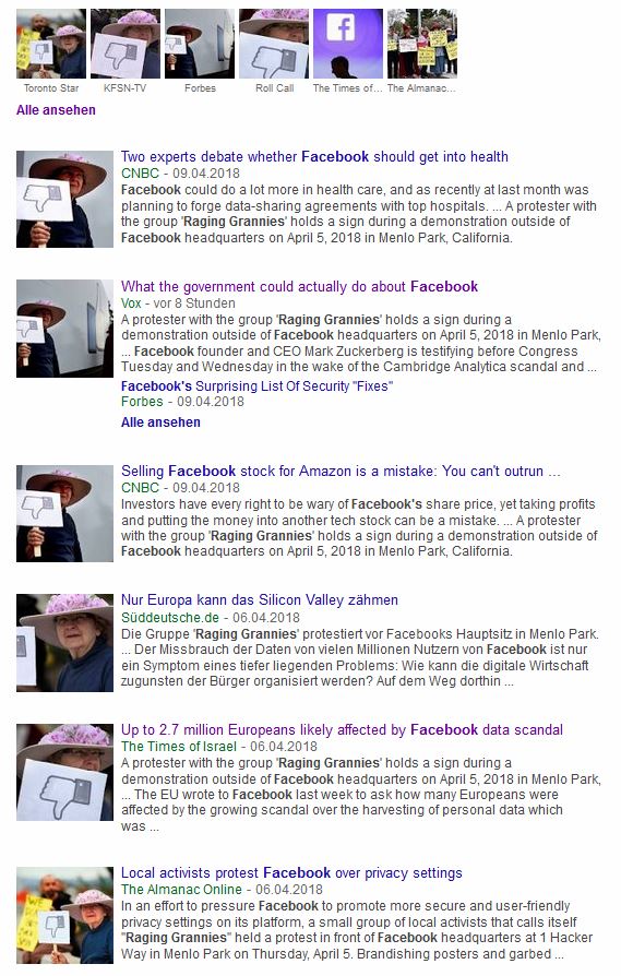 Christina Felschen Maggie You Go Our Former Landlady Made International News Today By Protesting At The Facebook Headquarters As Part Of The Raginggrannies T Co Zozisrkiqe I Took The Other Photo Of