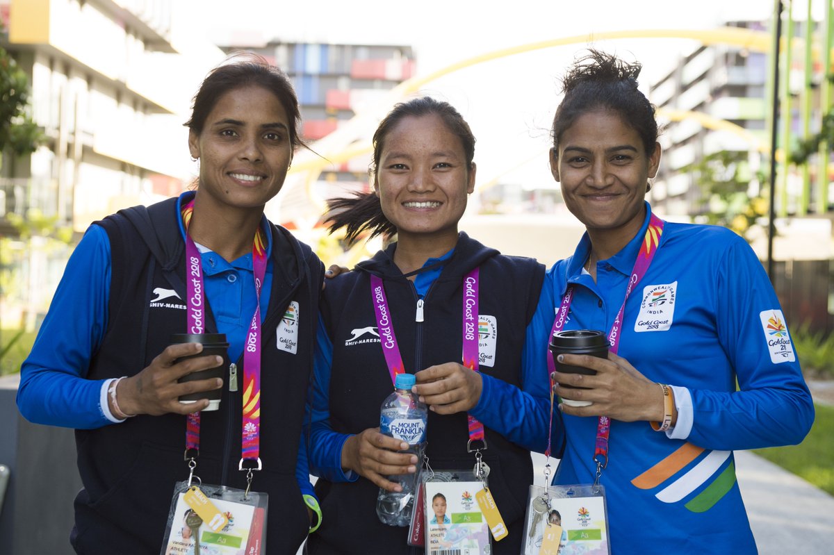 GriffComms's tweet photo. @ioaindia Hockey players Siami, Vandana and Poonam hanging out in the #AthletesVillage โ ๐ So good to feel such friendly vibes while roaming through the Village. (๐ท by #GriffComms photojournalist Micah Crook) #GC2018 #VillageSource #TheFriendlyGames https://t.co/rteMLxwIPf