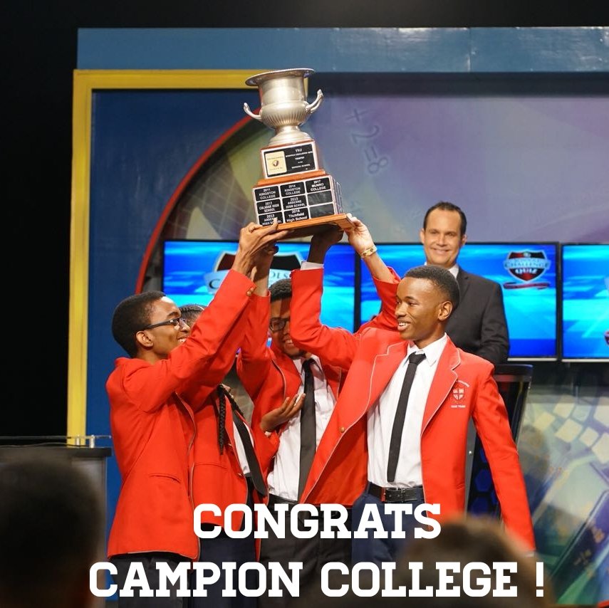DIGICELJamaica's tweet image. &quot;We cudda neva green cause #RedIsStrong!&quot;

Congratulations to Campion College on winning their first ever School&apos;s Challenge Quiz title! They defeated St Jago High 47-39. #SCQ2018Finals